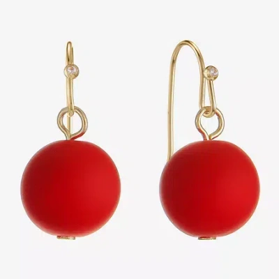 Liz Claiborne Womens Round Drop Earrings In Red