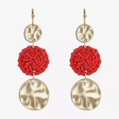 Liz Claiborne Womens Round Drop Earrings In Yellow