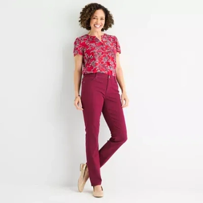 Liz Claiborne Womens Sara Mid Rise Slim Fit In Red