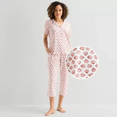 Liz Claiborne Womens Short Sleeve 2-pc. Pajama Set In Multi