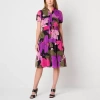 Liz Claiborne Womens Short Sleeve Midi A-line Dress In Purple