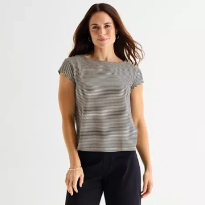 Liz Claiborne Womens Short Sleeve T-shirt In Brown