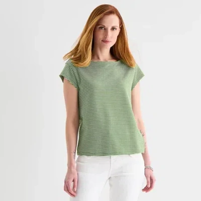 Liz Claiborne Womens Short Sleeve T-shirt In Green