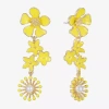 Liz Claiborne Womens Simulated Pearl Flower Hypoallergenic Drop Earrings In Yellow