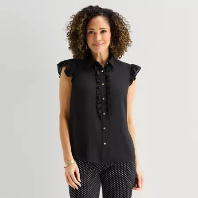 Liz Claiborne Womens Sleeveless Blouse In Black