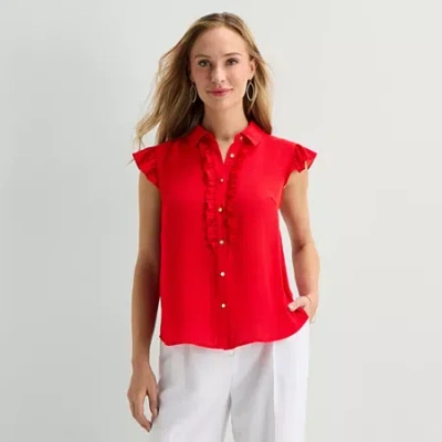 Liz Claiborne Womens Sleeveless Blouse In Red