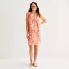 Liz Claiborne Womens Sleeveless Midi Leaf A-line Dress In Pink