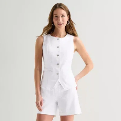 Liz Claiborne Womens Sleeveless Vest In White