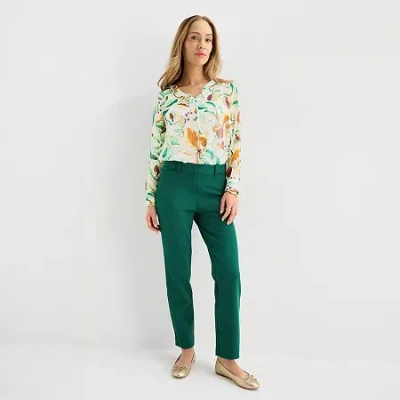 Liz Claiborne Womens Slim Pant In Green