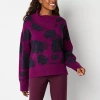 Liz Claiborne Womens Split Crew Neck Long Sleeve Striped Pullover Sweater In Purple