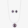 Liz Claiborne Womens Square Cushion Hypoallergenic 2-pc. Jewelry Set In Purple