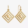 Liz Claiborne Womens Square Drop Earrings In Gold