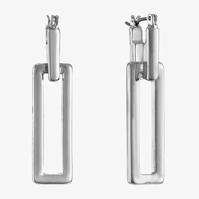 Liz Claiborne Womens Square Hypoallergenic Drop Earrings In Silver