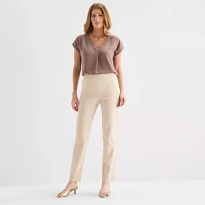 Liz Claiborne Womens Straight Pull-on Pant In Neutral