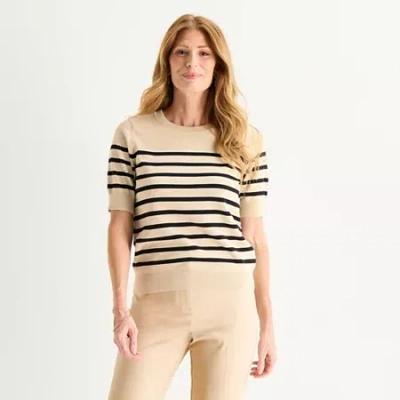 Liz Claiborne Womens Striped Pullover Sweater In Neutral