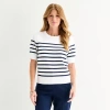 Liz Claiborne Womens Striped Pullover Sweater In White