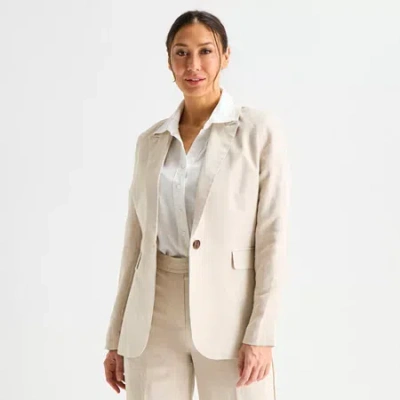 Liz Claiborne Womens Tall Classic Fit Blazer In Sand