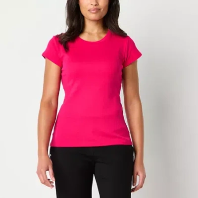 Liz Claiborne Womens Tall Crew Neck Short Sleeve T-shirt In Pink