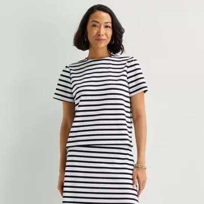 Liz Claiborne Womens Tall Crew Neck Short Sleeve T-shirt In Black