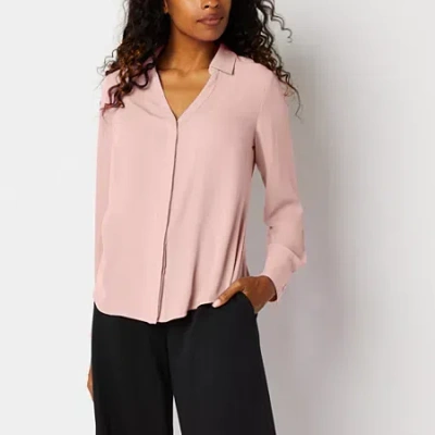 Liz Claiborne Womens Tall Long Sleeve Blouse In Pink
