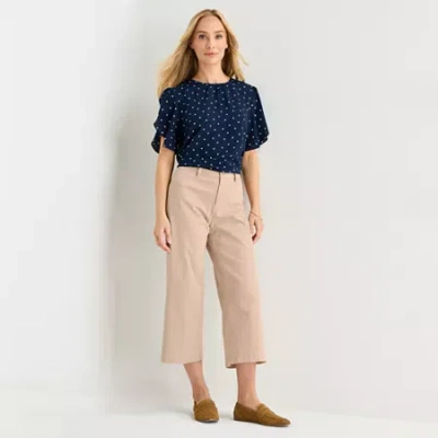 Liz Claiborne Womens Tall Mid Rise Cropped Pant In Blue