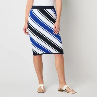 Liz Claiborne Womens Tall Mid Rise Midi A-line Skirt In Blue