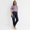 Liz Claiborne Womens Tall Slim Mid Rise Pull-on Pant In Blue