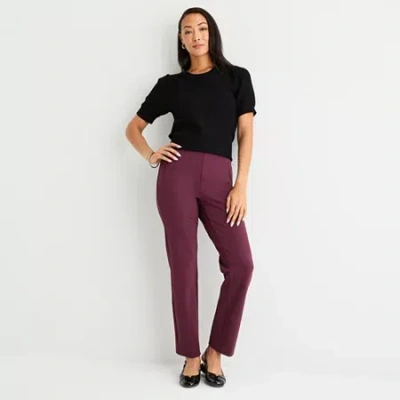 Liz Claiborne Womens Tall Straight Pull-on Pant In Purple