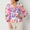 Liz Claiborne Womens Tall V Neck 3/4 Sleeve Peplum Top In Multi