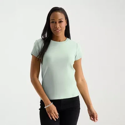 Liz Claiborne Womens Tall V Neck Short Sleeve T-shirt In Blue