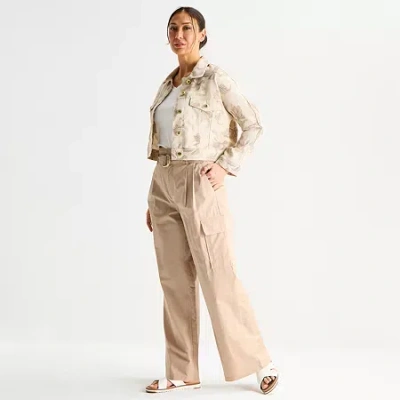 Liz Claiborne Womens Tall Wide Leg Cropped Pant In Brown