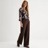 Liz Claiborne Womens Tall Wide Leg Mid Rise Pull-on Pant In Brown