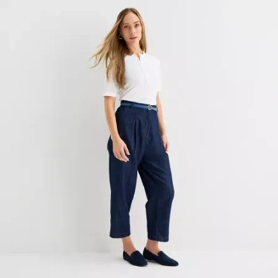 Liz Claiborne Womens Tapered Mid Rise Pleated Pant In Blue