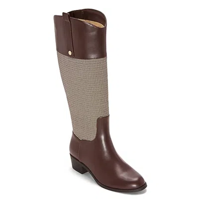 Liz Claiborne Womens Tealing Stacked Heel Riding Boots In Brown