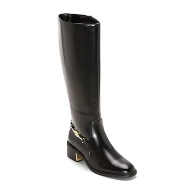 Liz Claiborne Womens Thane Wide Calf Block Heel Riding Boots In Black