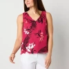 Liz Claiborne Womens V Neck Sleeveless Blouse In Red