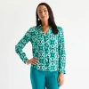 Liz Claiborne Womens Vent Long Sleeve Regular Fit Button-down Shirt In Green
