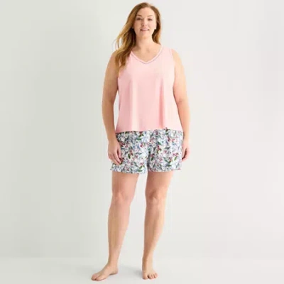 Liz Claiborne Womens V-neck Sleeveless 2-pc. Plus Tank Top Pajama Set In Blue