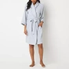Liz Claiborne Womens Waffle 3/4 Sleeve Knee Length Robe In Gray