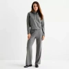 Liz Claiborne Womens Wide Leg Mid Rise Jogger Pant In Gray