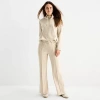 Liz Claiborne Womens Wide Leg Mid Rise Jogger Pant In Sand