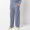 Liz Claiborne Womens Wide Leg Mid Rise Pull-on Pant In Blue