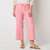 Liz Claiborne Womens Wide Leg Mid Rise Pull-on Pant In Pink