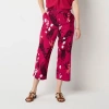 Liz Claiborne Womens Wide Leg Mid Rise Pull-on Pant In Red