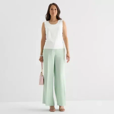 Liz Claiborne Womens Wide Leg Mid Rise Trouser In Green