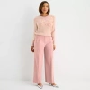 Liz Claiborne Womens Wide Leg Mid Rise Trouser In Pink