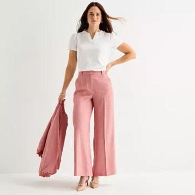 Liz Claiborne Womens Wide Leg Mid Rise Trouser In Pink