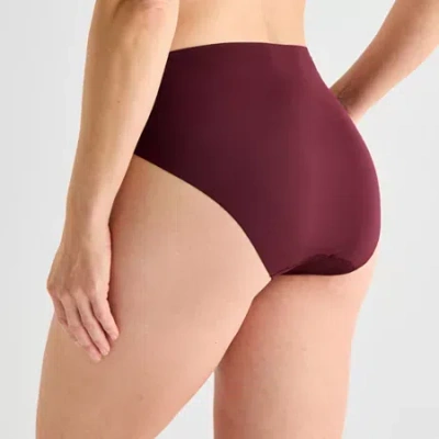 Liz Claiborne Wonderful Edge No Show High Cut Panty In Burgundy