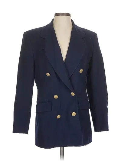 Pre-owned Liz Claiborne Wool Blazer Jacket In Blue