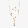 Liz Claiborne Y Necklace And Drop Earring Womens Hypoallergenic 2-pc. Jewelry Set In Gold